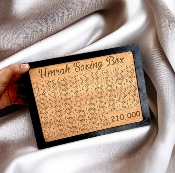 Random Wooden Umrah Saving Box – Stylish & Spiritual