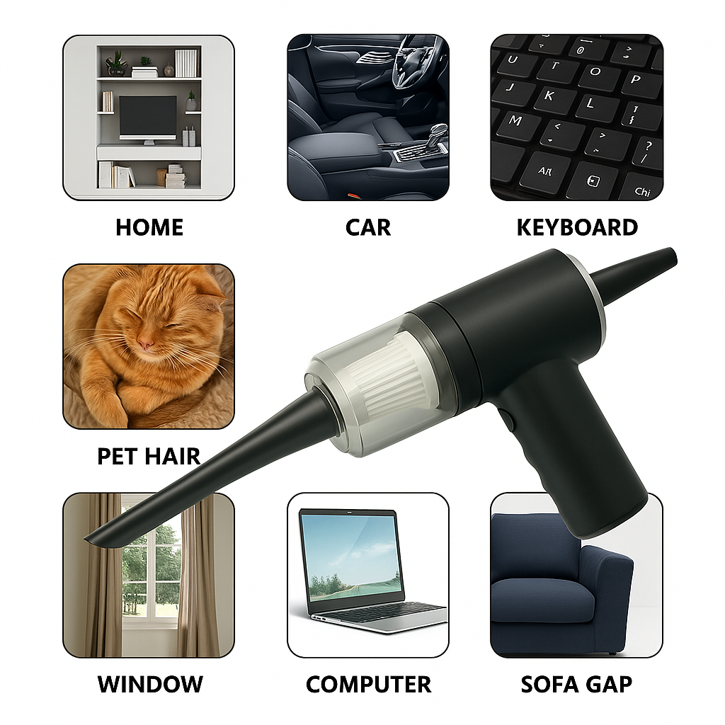 3-in-1 Mini Wireless Vacuum & Air Blower – Portable Cleaner for Car, Home & Electronics