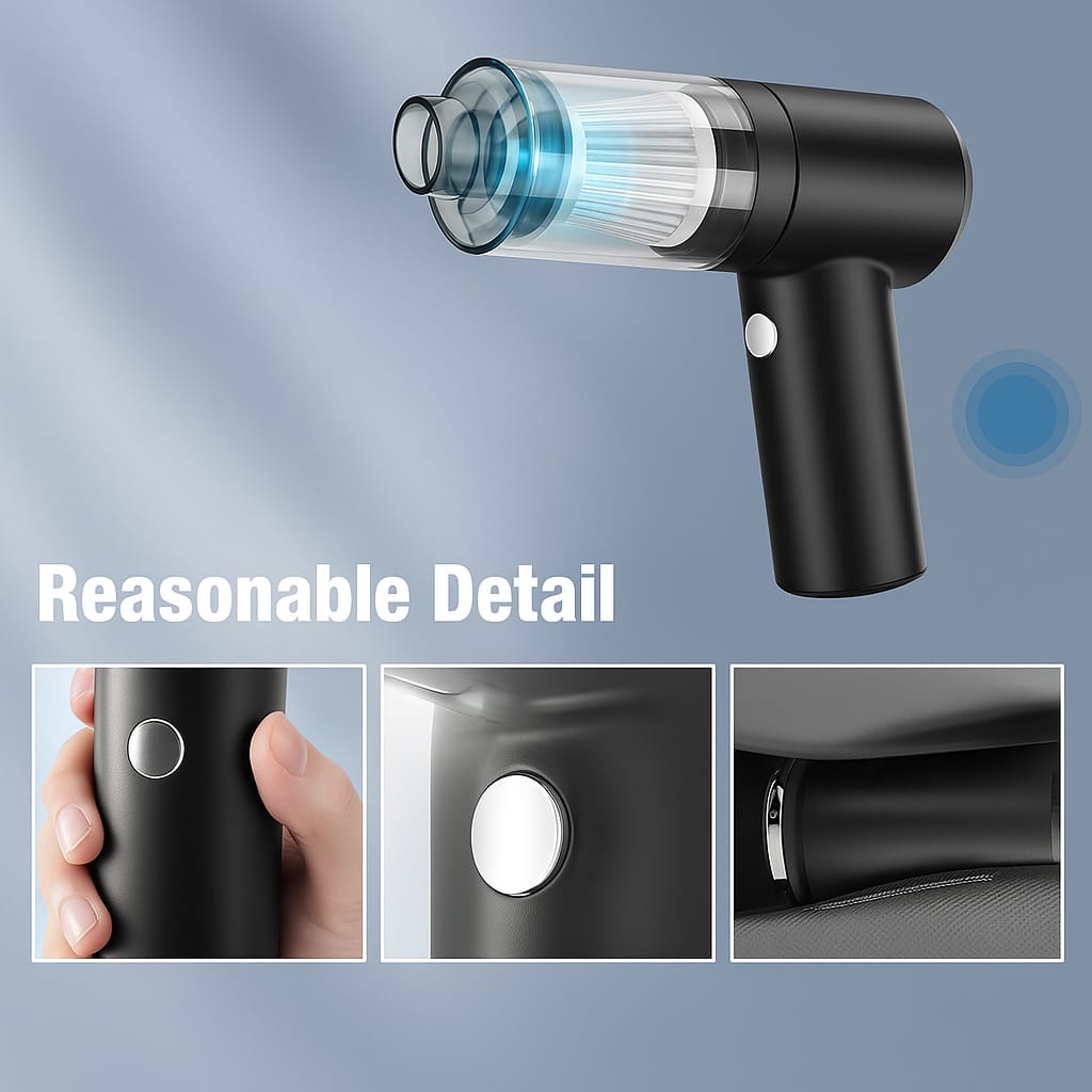 3-in-1 Mini Wireless Vacuum & Air Blower – Portable Cleaner for Car, Home & Electronics